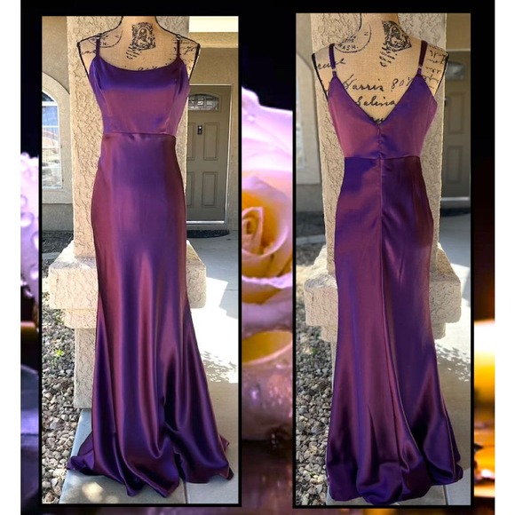 Lulu's Purple Satin Maxi Dress - Picture 5 of 13